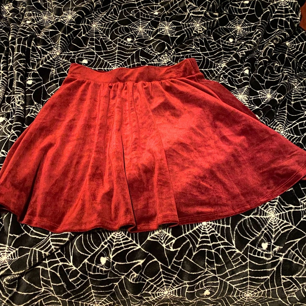 maroon velvet skirt